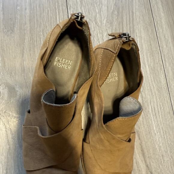 Eileen Fisher Jenkins Tumbled Nubuck Ankle Bootie Size 7.5 Back Zipper Closure - Picture 10 of 12